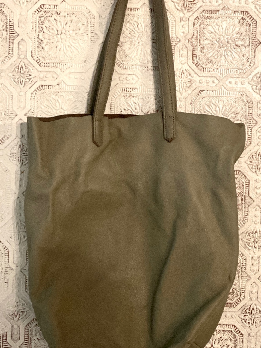 Everyday Gray Leather Tote with Double Straps